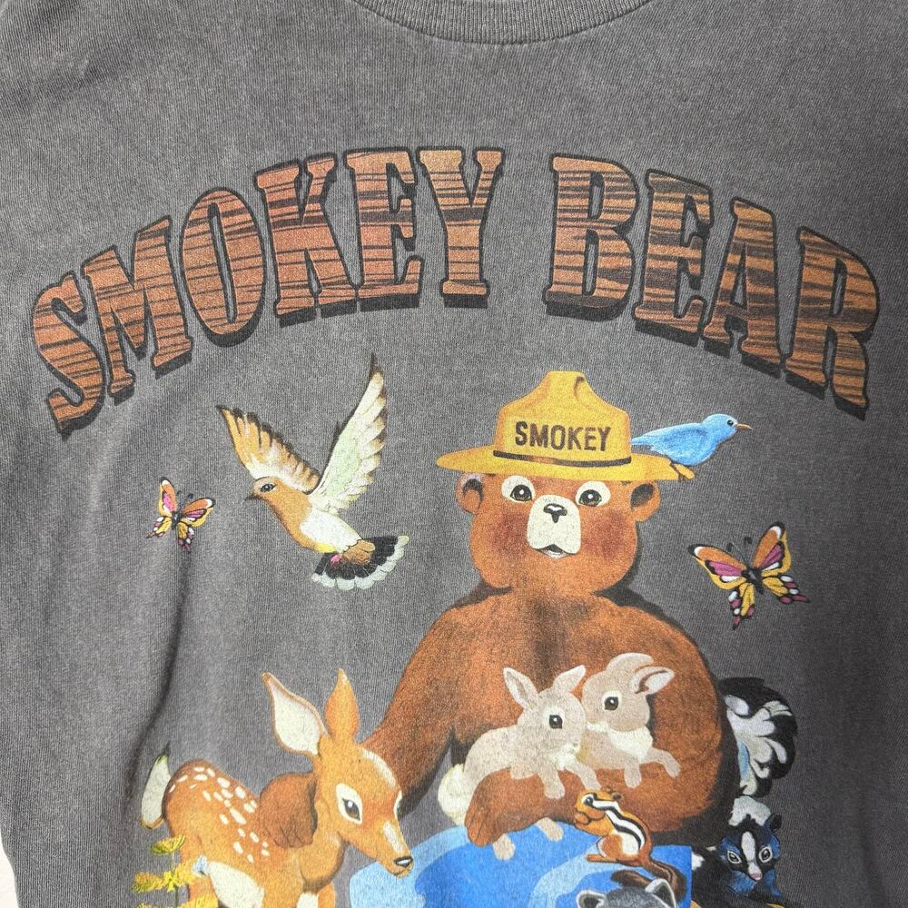 Smokey Bear Official Licensed Graphic T Shirt Men's Medium Gray 100% Cotton - Picture 3 of 9